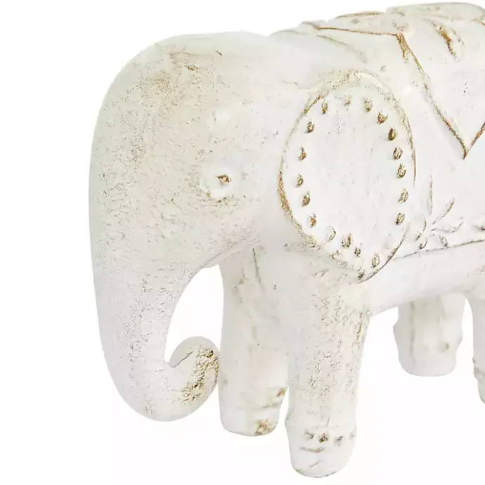 Online Kirklands Home Distressed Carved Elephant Statues, Set of 2 White