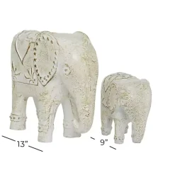 Online Kirklands Home Distressed Carved Elephant Statues, Set of 2 White