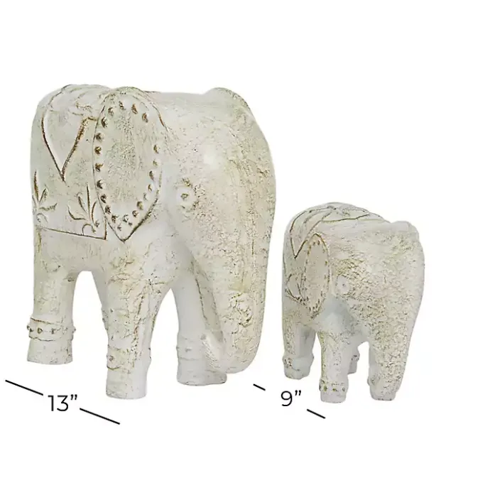 Online Kirklands Home Distressed Carved Elephant Statues, Set of 2 White