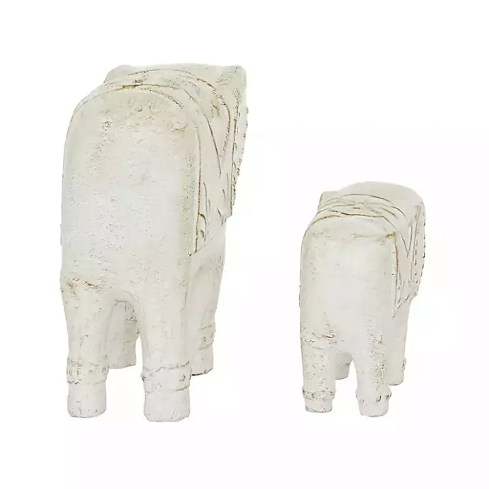 Online Kirklands Home Distressed Carved Elephant Statues, Set of 2 White