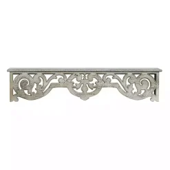 Outlet Kirklands Home Distressed White Carved Wood Wall Shelf