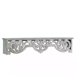 Outlet Kirklands Home Distressed White Carved Wood Wall Shelf