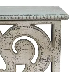 Outlet Kirklands Home Distressed White Carved Wood Wall Shelf