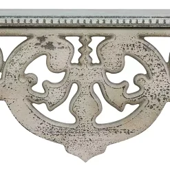 Outlet Kirklands Home Distressed White Carved Wood Wall Shelf