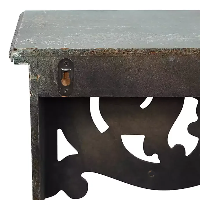 Outlet Kirklands Home Distressed White Carved Wood Wall Shelf