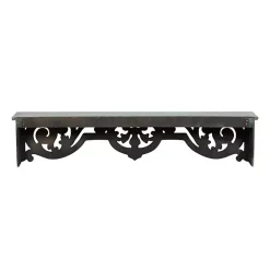 Outlet Kirklands Home Distressed White Carved Wood Wall Shelf