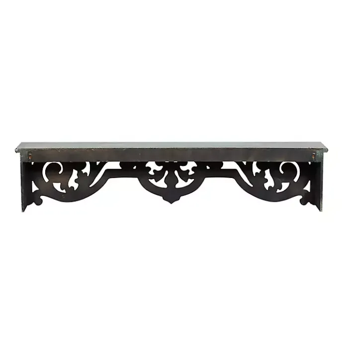 Outlet Kirklands Home Distressed White Carved Wood Wall Shelf