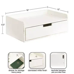 Best Kirklands Home Distressed Drawer Kitt Floating Side Table White