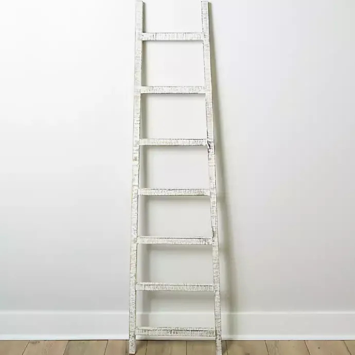 Online Kirklands Home Distressed Leaning Ladder White
