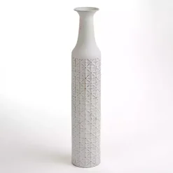 Kirklands Home Distressed Metal Textured Floor Vase White
