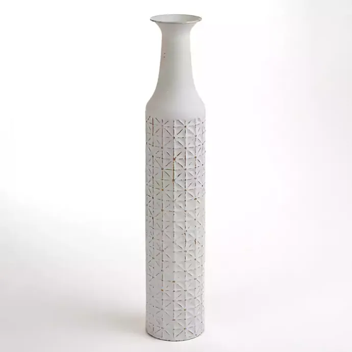 Kirklands Home Distressed Metal Textured Floor Vase White