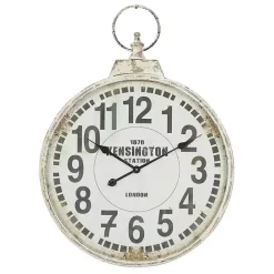 Hot Kirklands Home Distressed White Pocket Wall Clock