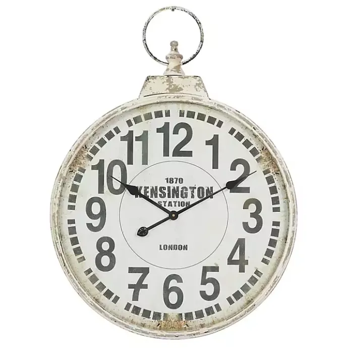 Hot Kirklands Home Distressed White Pocket Wall Clock
