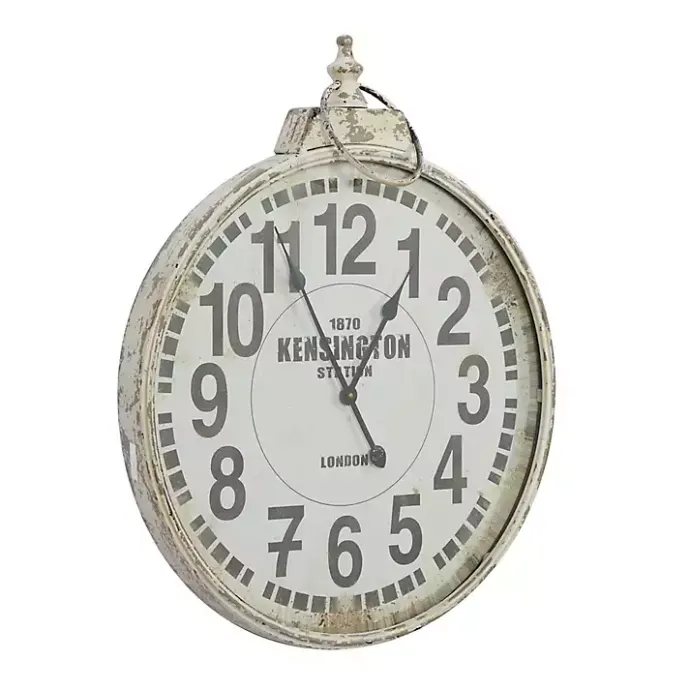 Hot Kirklands Home Distressed White Pocket Wall Clock