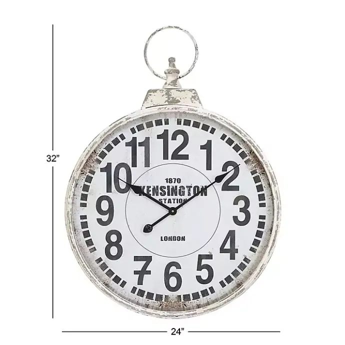 Hot Kirklands Home Distressed White Pocket Wall Clock