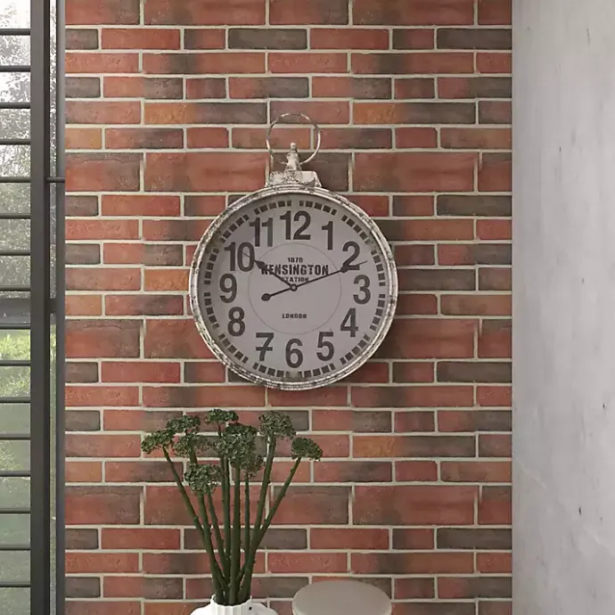 Hot Kirklands Home Distressed White Pocket Wall Clock