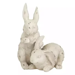 Hot Kirklands Home Distressed Rabbits Statue White