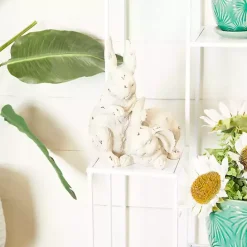 Hot Kirklands Home Distressed Rabbits Statue White