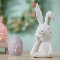 Best Kirklands Home Distressed Sassy Bunny Statue White