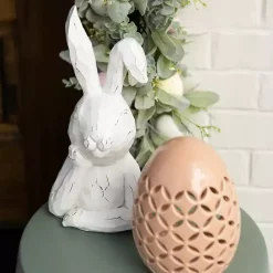 Best Kirklands Home Distressed Sassy Bunny Statue White