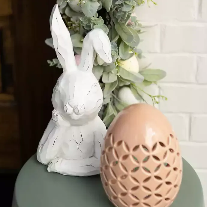 Best Kirklands Home Distressed Sassy Bunny Statue White