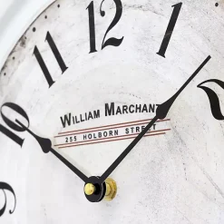 Best Kirklands Home Distressed White Two Grooves Iron Frame Wall Clock