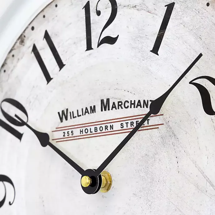 Best Kirklands Home Distressed White Two Grooves Iron Frame Wall Clock