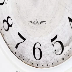 Best Kirklands Home Distressed White Two Grooves Iron Frame Wall Clock