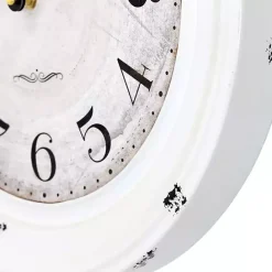 Best Kirklands Home Distressed White Two Grooves Iron Frame Wall Clock
