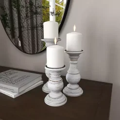 Best Kirklands Home Distressed Wood 3-pc. Candle Holder Set White