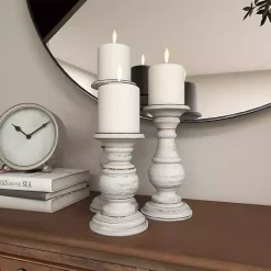 Best Kirklands Home Distressed Wood 3-pc. Candle Holder Set White