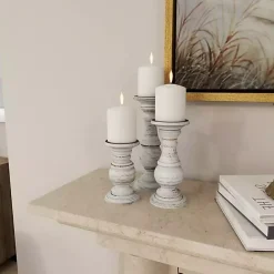 Best Kirklands Home Distressed Wood 3-pc. Candle Holder Set White
