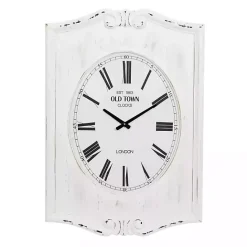 Discount Kirklands Home Distressed White Wood Scroll Wall Clock