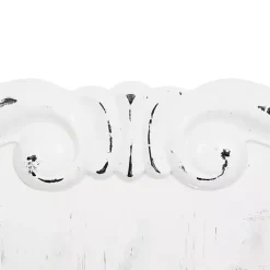 Discount Kirklands Home Distressed White Wood Scroll Wall Clock