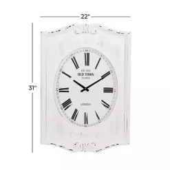 Discount Kirklands Home Distressed White Wood Scroll Wall Clock