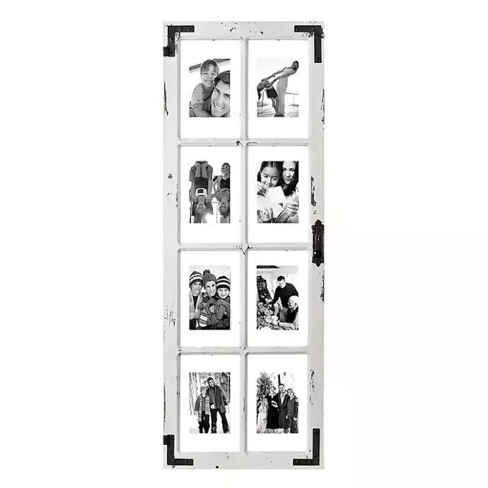 Outlet Kirklands Home Distressed Wood and Metal Windowpane Collage Frame White