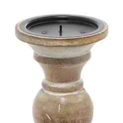 Hot Kirklands Home Distressed Wood Pillar Candle Holders, Set of 3 Brown