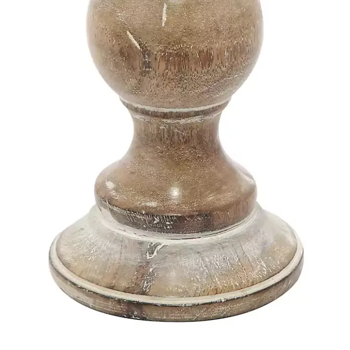 Hot Kirklands Home Distressed Wood Pillar Candle Holders, Set of 3 Brown