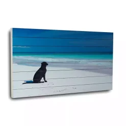 Sale Kirklands Home Dog on Beach Slatted Wood Art Print Multi