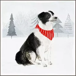 Best Kirklands Home Dog with Red Bandana Christmas Canvas Wall Plaque