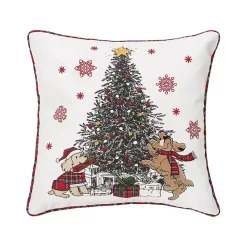 Discount Kirklands Home Dogs Around Christmas Tree Throw Pillow