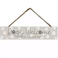 Outlet Kirklands Home Dogs Welcome Paw Prints Wall Plaque Gray