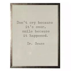 Outlet Kirklands Home Don't Cry Dr. Seuss Quote Framed Art Print Tan