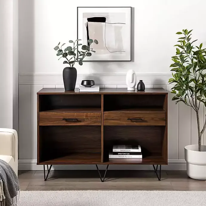 Discount Kirklands Home Doreen Dark Brown Hairpin Console Table