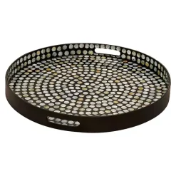 Outlet Kirklands Home Dotted Shell Round Wooden Tray