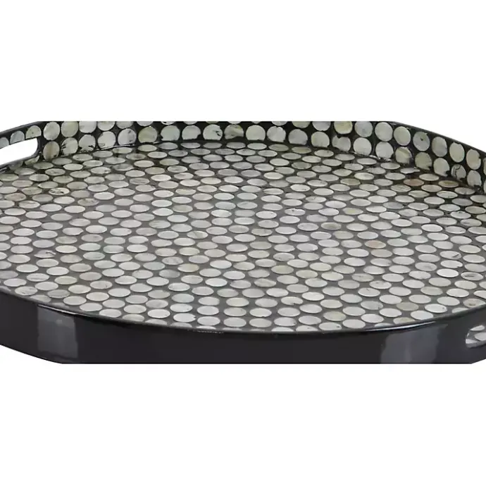 Outlet Kirklands Home Dotted Shell Round Wooden Tray
