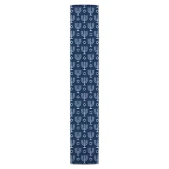 Kirklands Home Double Blue Menorah Table Runner, 72 in.