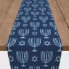 Kirklands Home Double Blue Menorah Table Runner, 90 in.
