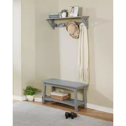 Online Kirklands Home Dove Rustic Farmhouse Wood Bench Gray