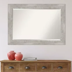 Outlet Kirklands Home Dove Gray Scoop Frame Beveled Mirror, 42x30 in.